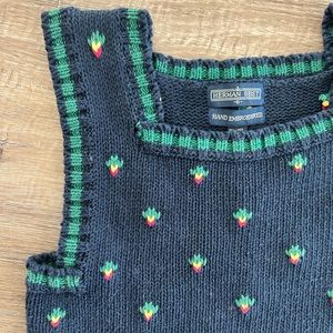 Vintage knit sweater vest with hand embroidered details